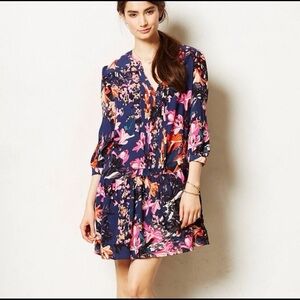 Anthropologie Maeve Caravan Floral Pintuck Tunic Dress